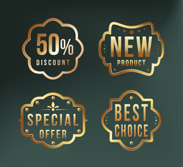 High Quality Luxury Golden Label on Dark Background . Vector Isolated Illustration