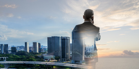 Businessman talk cell phone