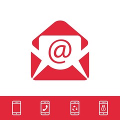 Open envelope mail icon, vector illustration. Flat design style