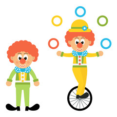 clown and clown on the bicycle set