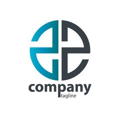 Initial Letter ZZ With Linked Circle Logo