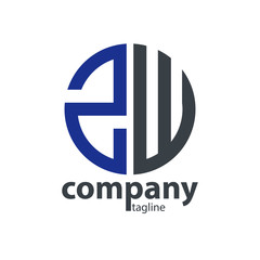 Initial Letter ZW With Linked Circle Logo