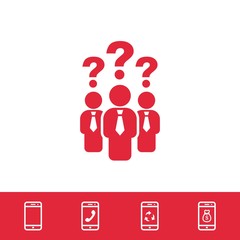 question mark over people icon stock vector illustration
