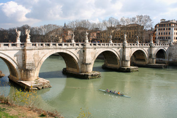Naklejka premium Bridge of Angles, Tiber river in Vatican, Rome, Italy