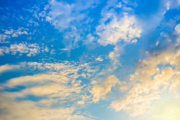 Beautiful a group of clouds in the blue sky during the sun shin background.