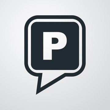 Icono plano localizacion parking en fondo degradado