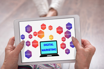 Digital marketing concept on a tablet