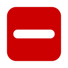 Flat square minus sign red icon, button. Negative symbol isolated on white background. Vector illustration. EPS10