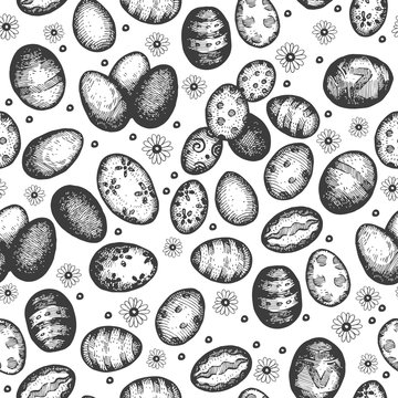 Seamless vintage pattern with easter eggs.