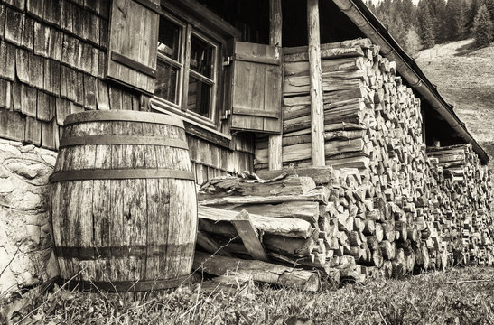 old wooden wine cask