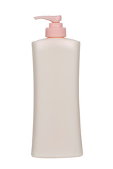 Pink plastic bottle isolated on white background. For your product.( With clipping path.)