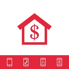 money home dollar icon stock vector illustration flat design