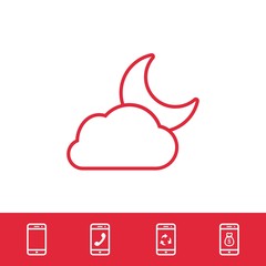 moon and cloud icon stock vector illustration flat design