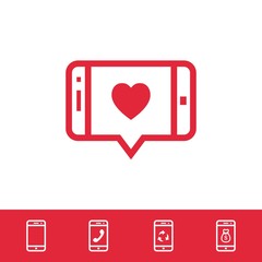 message or love chat on smartphone icon stock vector illustration flat design