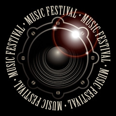 vector banner with a acoustic loudspeaker and the words music festival, written around