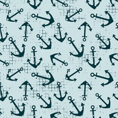 Vector seamless patterns Background with anchor Creative geometric vintage backgrounds, nautical theme Graphic illustration with attrition, cracks and ambrosia