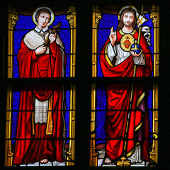 Stained Glass - Jesus Christ and Saint Charles Borromeo