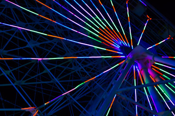 neon lights on Ferris wheel