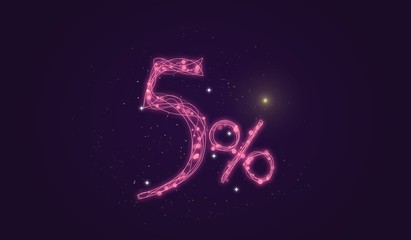 5 % discount - Discount sale sign - Star icon numbers