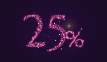 25 % discount - Discount sale sign - Star icon numbers