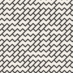 Irregular Maze Shapes Tiling Contemporary Graphic Design. Vector Seamless Black and White Pattern