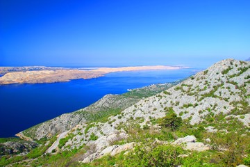 Fototapeta na wymiar View to the Adriatic sea from Velebit mountain in Croatia