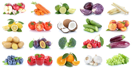 Obst und Gemüse Früchte Sammlung Äpfel, Orangen Paprika Kirschen Essen Freisteller