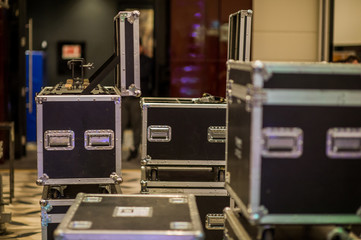 Metallic rivets of a road case (for transporting music and lightning equipment)