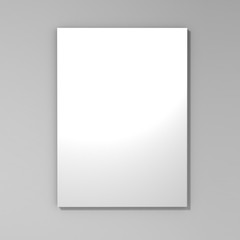 Front magazine book template perspective view on grey background with soft shadows. 3d render illustration.