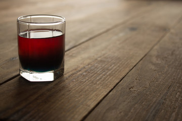 alcohol shot drink two layers red and blue