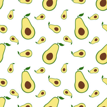 Seamless pattern with avocado fruit. Vector illustration.