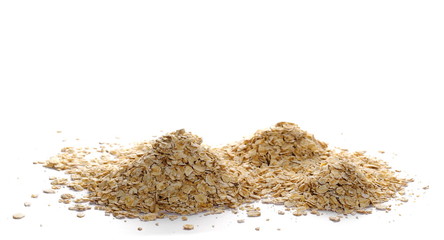Pile of oatmeal isolated on white background