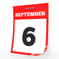 Fototapeta premium September 6. Calendar on white background.