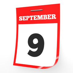Fototapeta premium September 9. Calendar on white background.