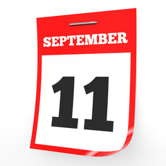 September 11. Calendar on white background.