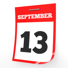 Fototapeta premium September 13. Calendar on white background.