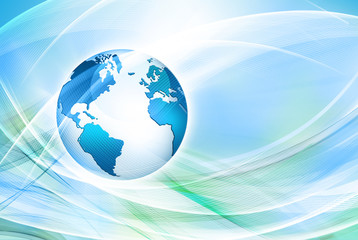 Best Internet Concept of global business. Globe, glowing lines on technological background. Wi-Fi, rays, symbols Internet, 3D illustration