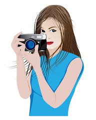 lady with camera shape vector design