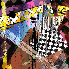 abstract background composition, illustration with strokes and splashes