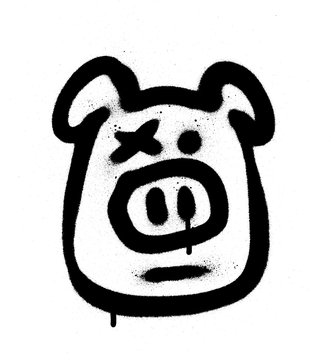 Fototapeta graffiti hog sprayed in black on white