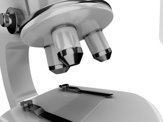 3D retro vintage microscope on a white background