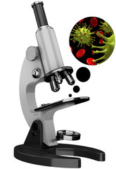 3D retro vintage microscope on a white background