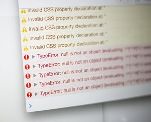 Error codes and messages on a computer screen or monitor