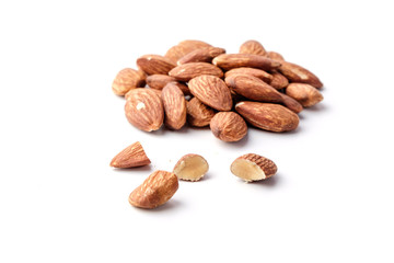 Almonds on White background
