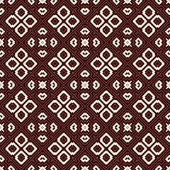 Outline seamless pattern with geometric figures. Repeated squares and rhombuses ornamental abstract background.