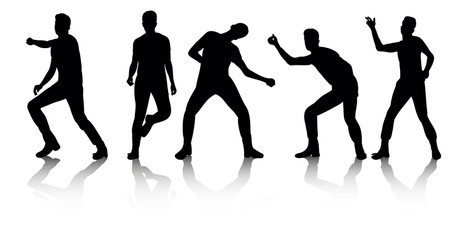 vector, group of dancing people, silhouettes