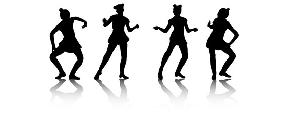 vector, silhouette of dancing people, group, dance