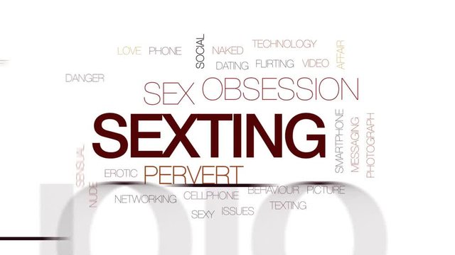 Sexting animated word cloud, text design animation. Kinetic typography.
