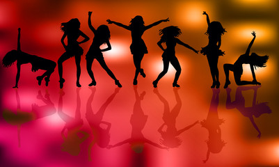 Obraz na płótnie Canvas Illustration, vector, silhouette people dancing disco