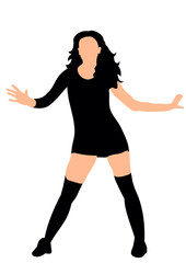 Illustration, vector silhouette of girl beautifully dancing